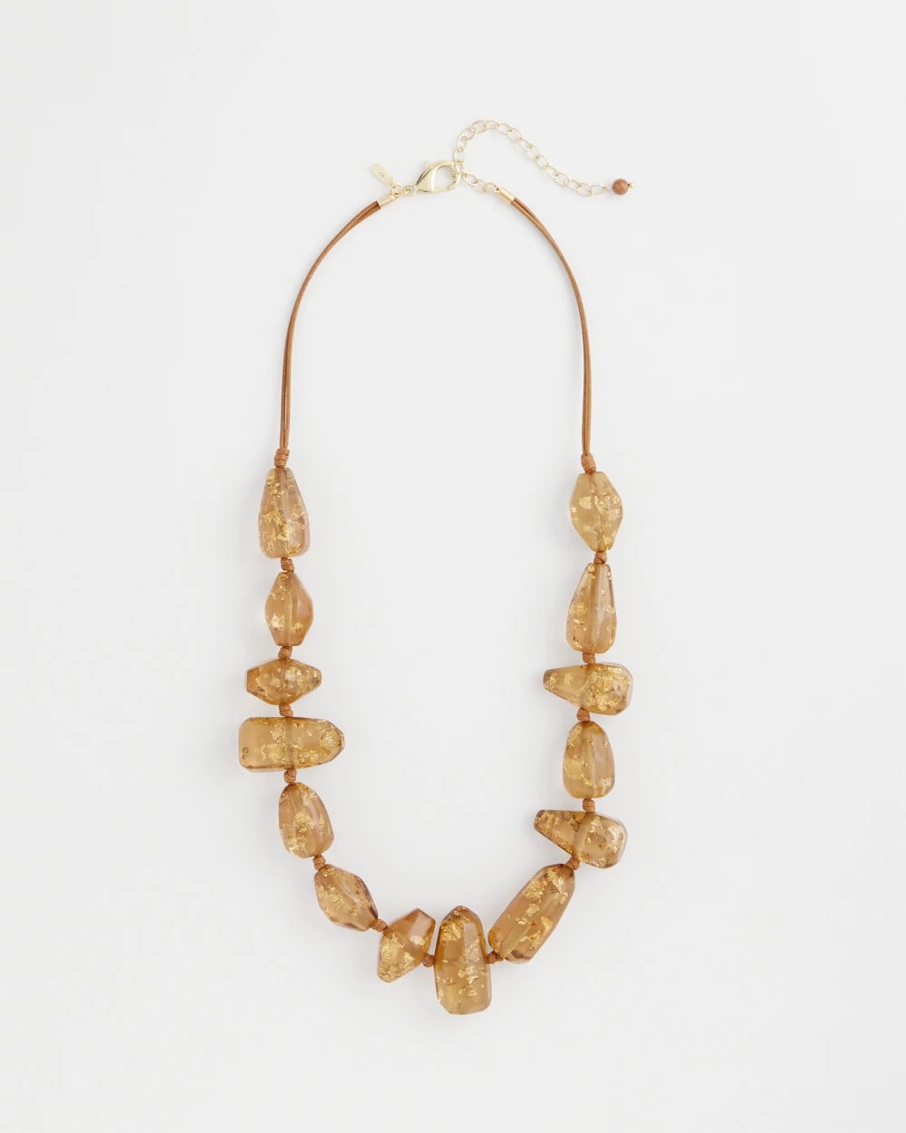 Chico's Gold Foil Long Single Strand Necklace