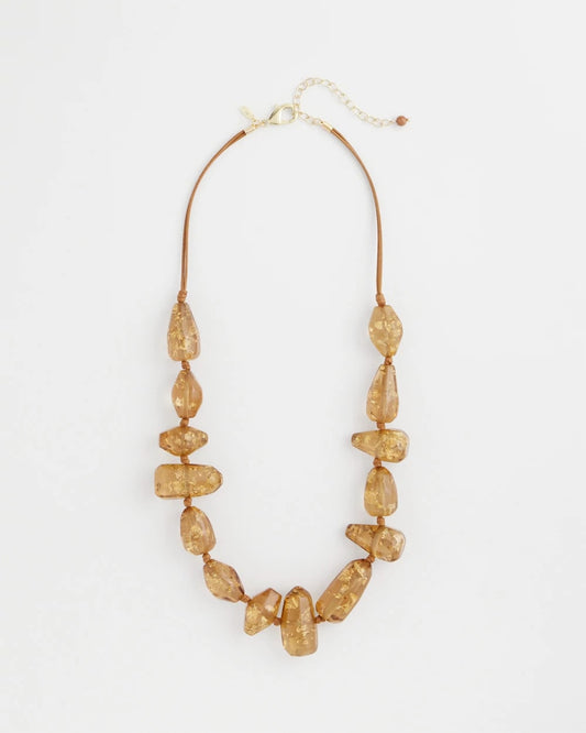 Chico's Gold Foil Long Single Strand Necklace