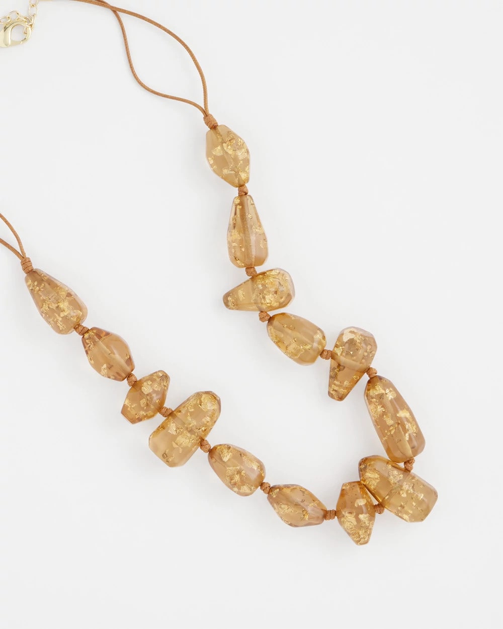 Chico's Gold Foil Long Single Strand Necklace