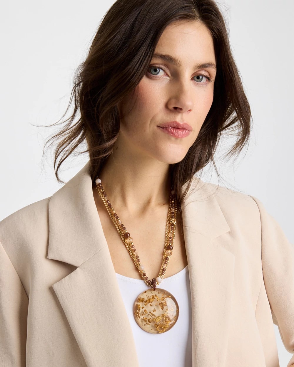 Chico's Gold Foil Pendant Necklace
