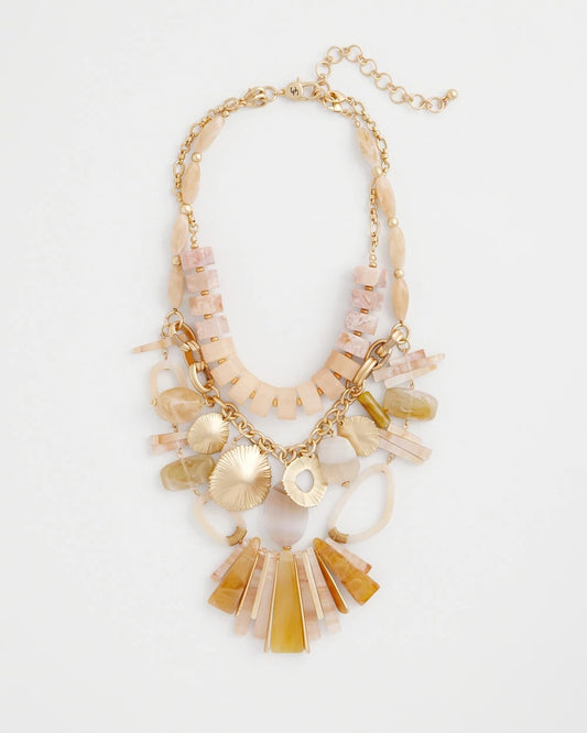 Chico's Chico's Originals Neutral Stone Bib Necklace