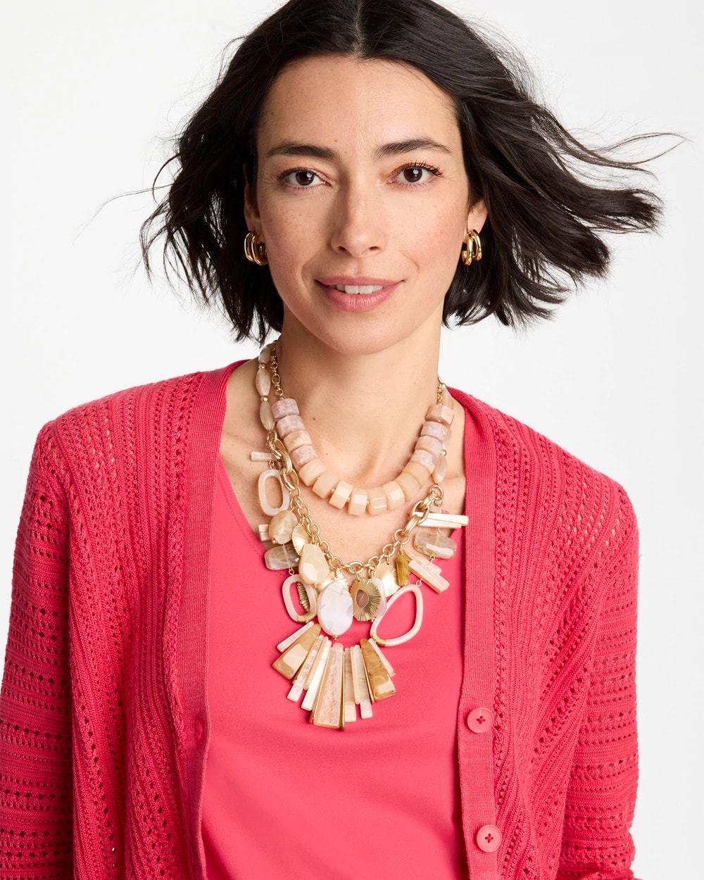 Chico's Chico's Originals Neutral Stone Bib Necklace