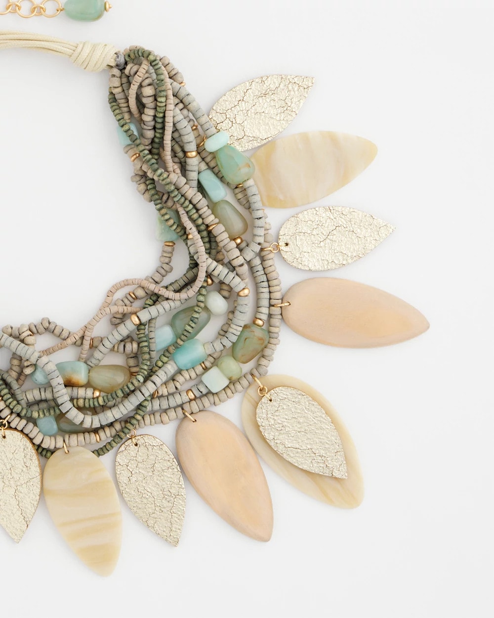 Chico's Multistrand Wood Petal Necklace