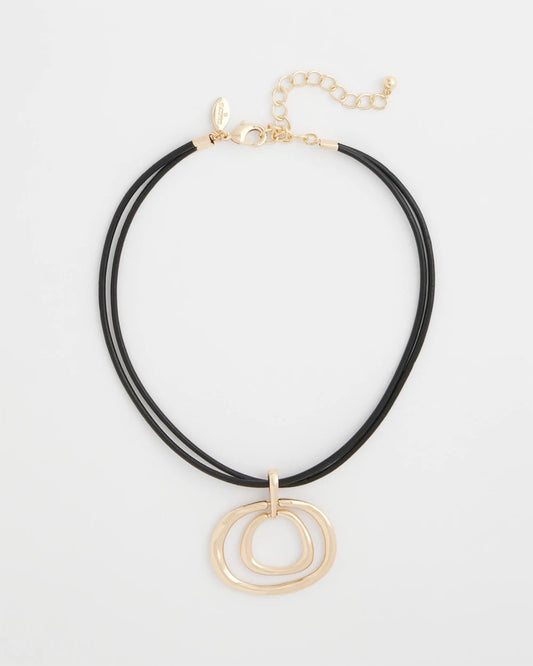 Chico's Gold Tone Rings Pendant Necklace