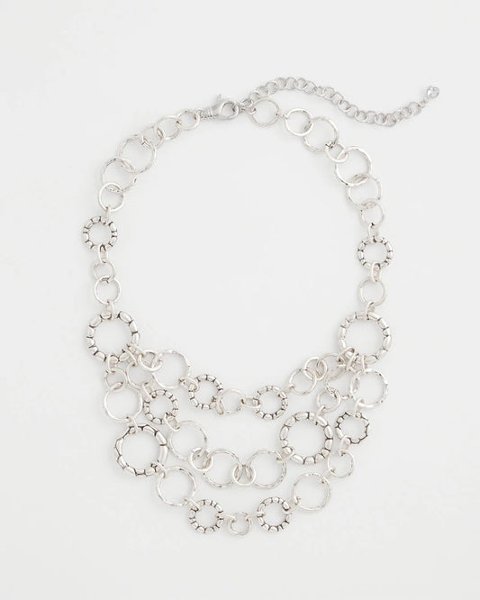 Chico's Silver Multistrand Bib Necklace