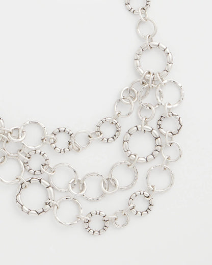 Chico's Silver Multistrand Bib Necklace