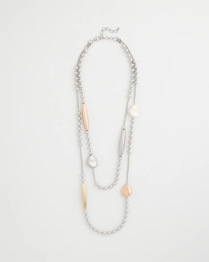 Chico's Copper and Silver Double Strand Necklace