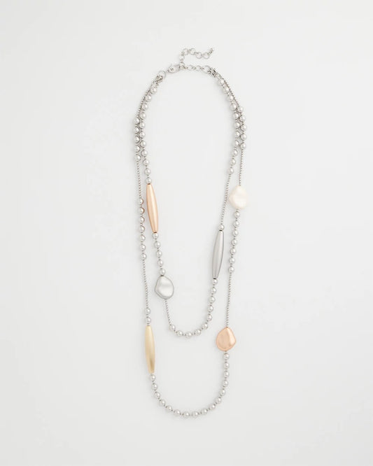 Chico's Copper and Silver Double Strand Necklace