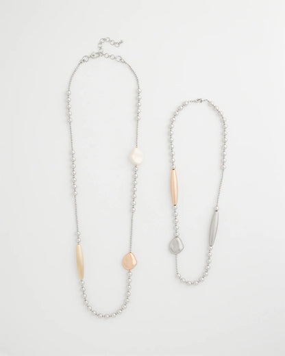 Chico's Copper and Silver Double Strand Necklace
