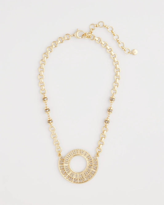 Chico's Sparkling Goldtone Circle Pendant Necklace