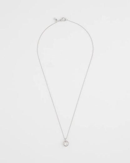 Chico's Bezel Set Pendant Silvertone Necklace