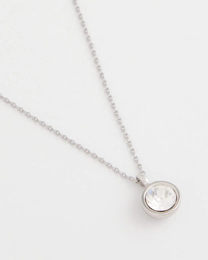 Chico's Bezel Set Pendant Silvertone Necklace