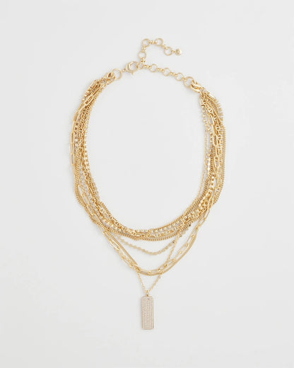 Chico's Convertible Gold Pave Pendant Necklace