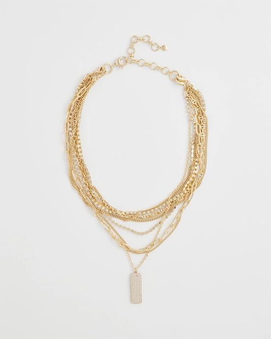 Chico's Convertible Gold Pave Pendant Necklace