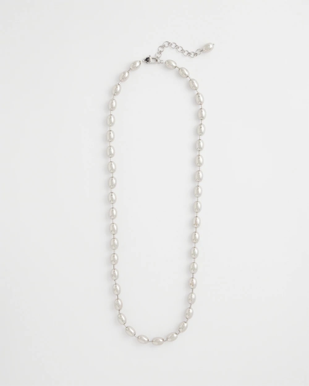 Chico's Silver Bead Long Single Strand Necklace