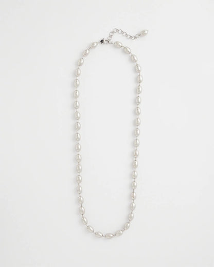 Chico's Silver Bead Long Single Strand Necklace