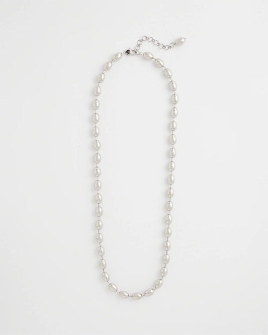 Chico's Silver Bead Long Single Strand Necklace