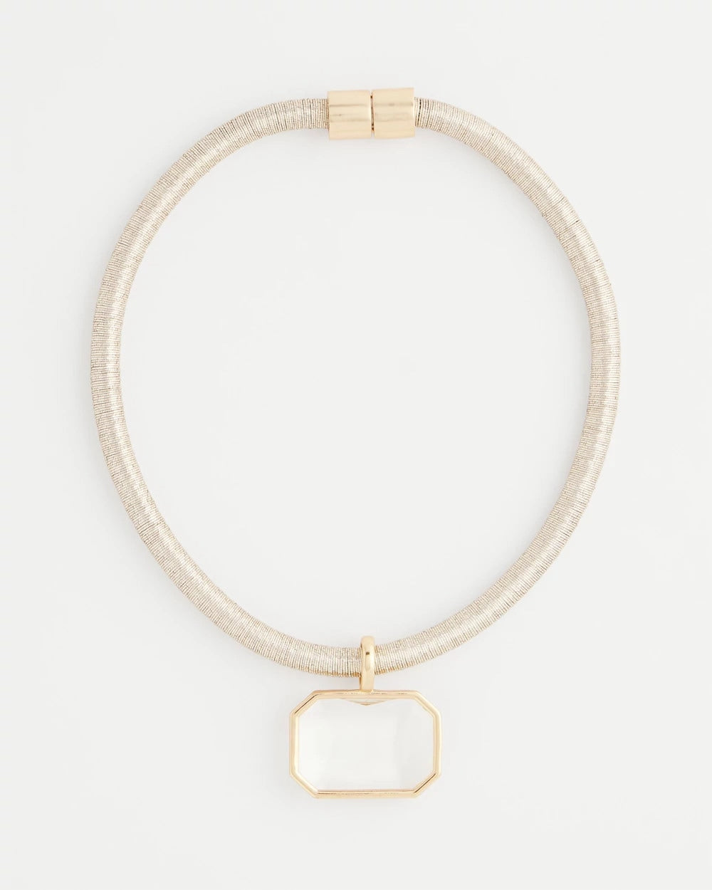 Chico's Goldtone Glass Gem Pendant Cord Necklace