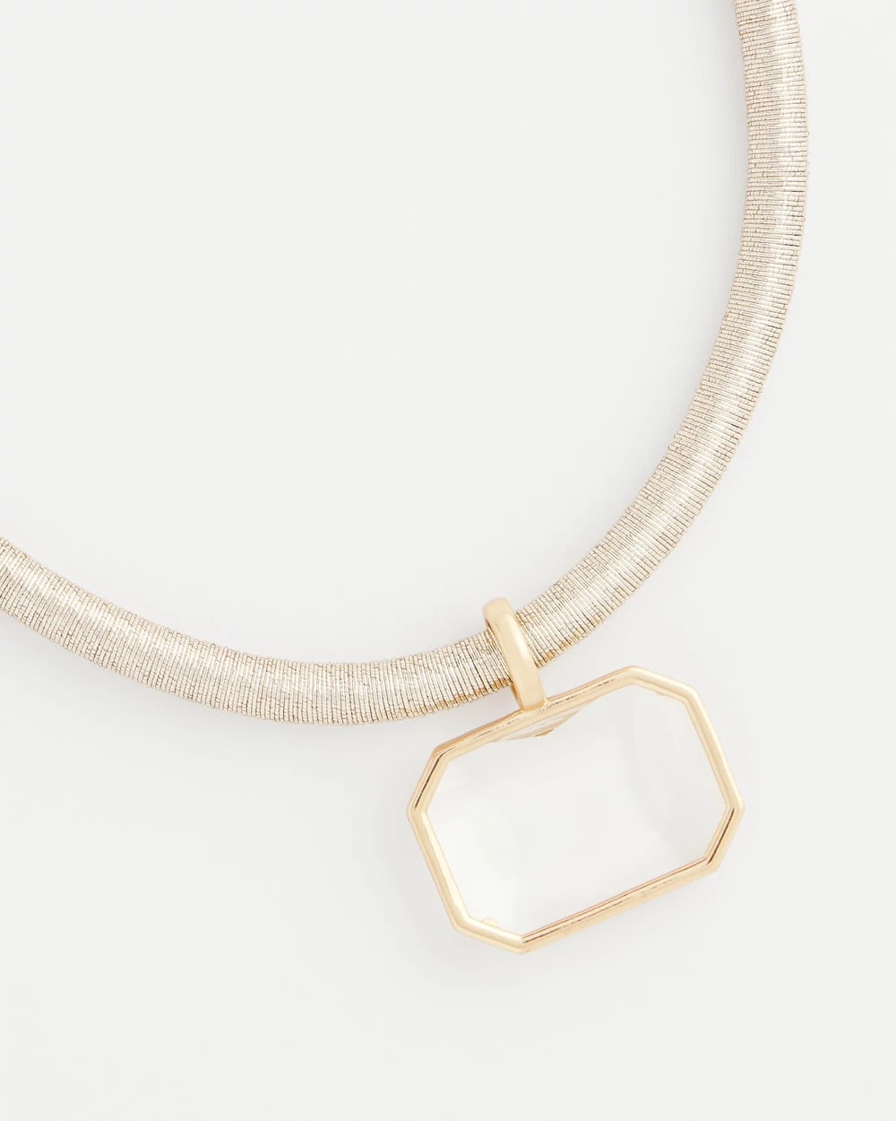 Chico's Goldtone Glass Gem Pendant Cord Necklace