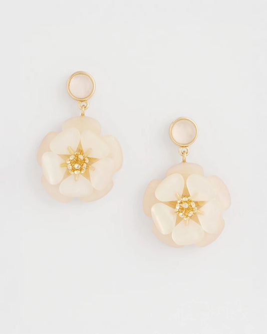 Chico's Neutral Flower Drop Earrings