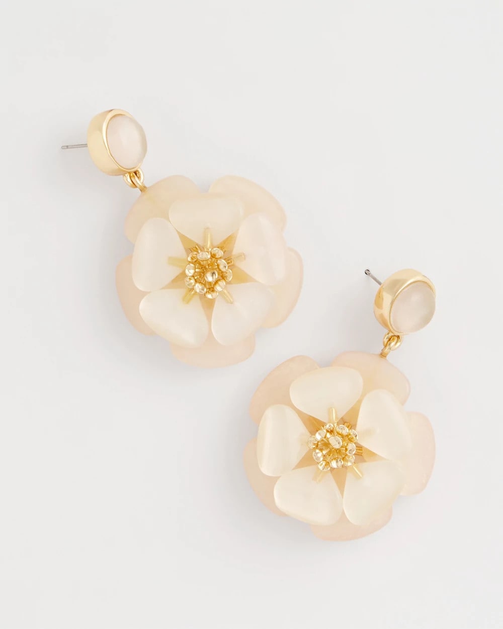 Chico's Neutral Flower Drop Earrings