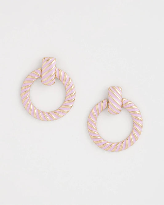 Chico's Pink Twist Drop Hoop Earrings