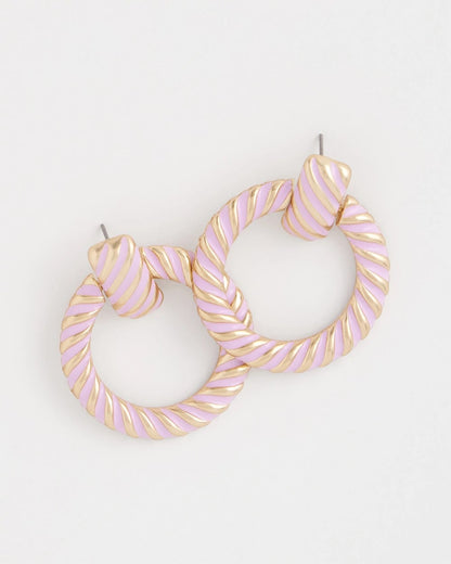 Chico's Pink Twist Drop Hoop Earrings