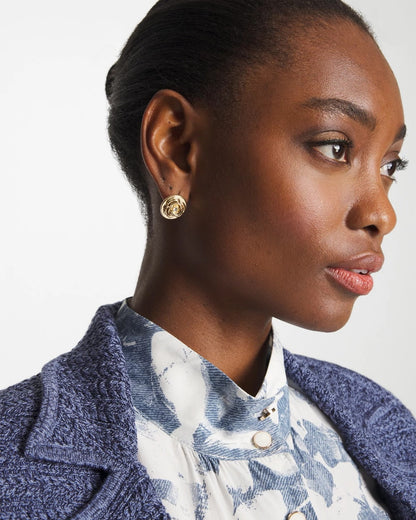 Chico's Lucky Coin Flower Stud Earrings