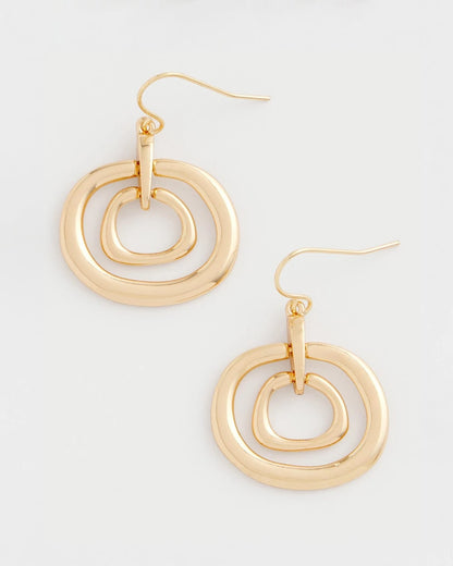 Chico's Gold Tone Drop Pendant Earrings