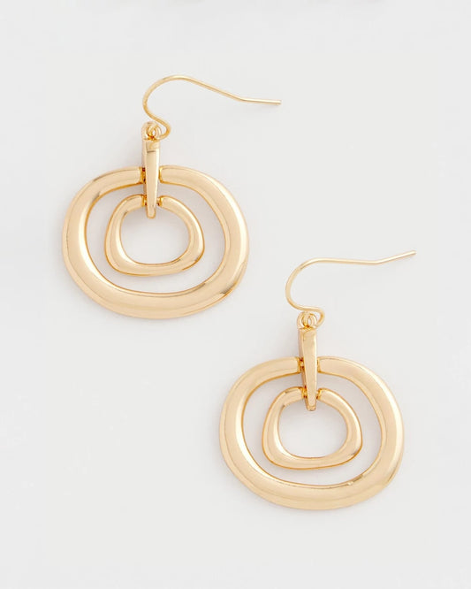 Chico's Gold Tone Drop Pendant Earrings