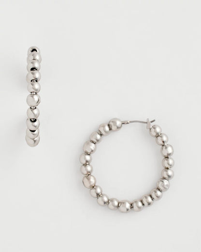 Chico's Silvertone Beaded Hoop Earrings