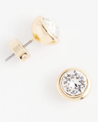 Chico's Gold Tone Crystal Stud Earrings