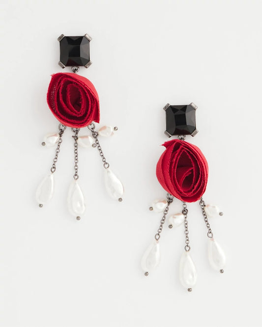 Chico's Red Rose Drop Earrings