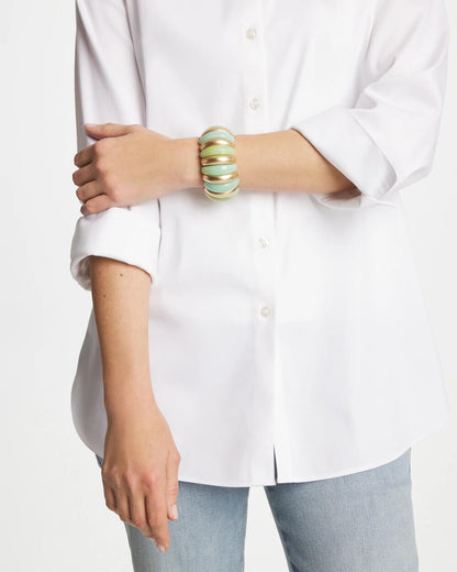 Chico's Aqua and Gold Stretch Bracelet