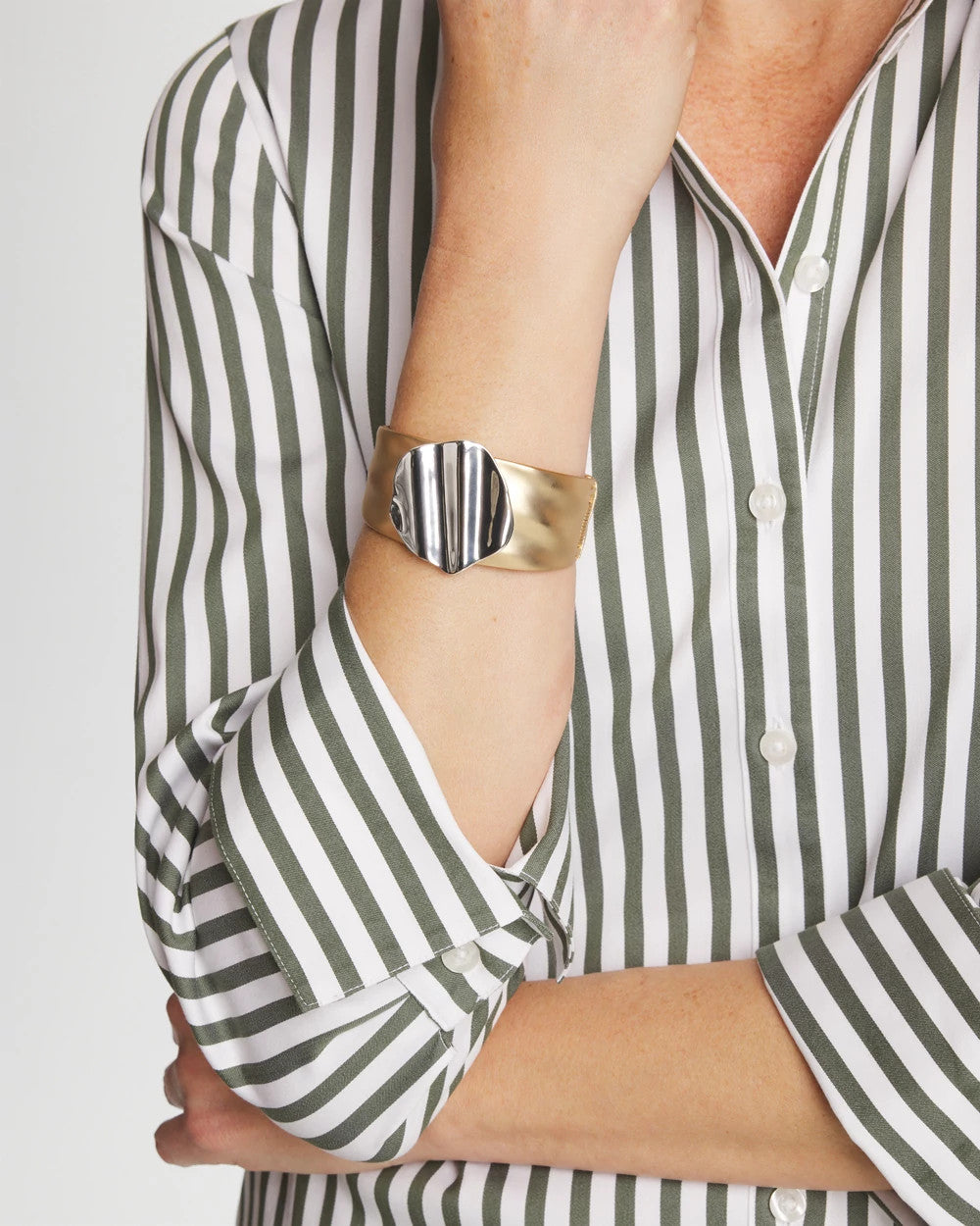 Chico's Mixed Metal Crinkle Cuff