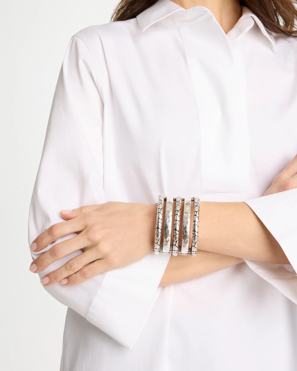 Chico's Silver Island Metals Cuff Bracelet