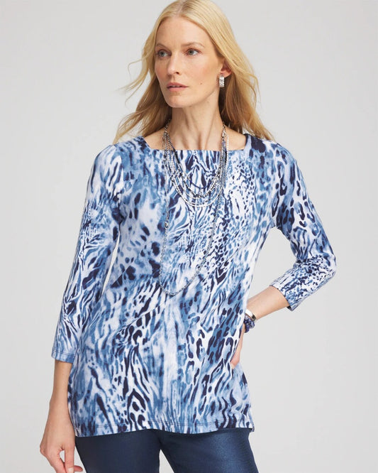 Chico's Animal Print Square Neck Tunic