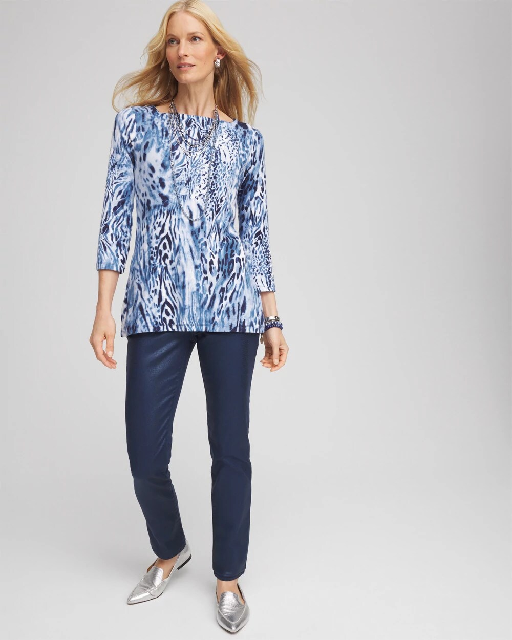 Chico's Animal Print Square Neck Tunic